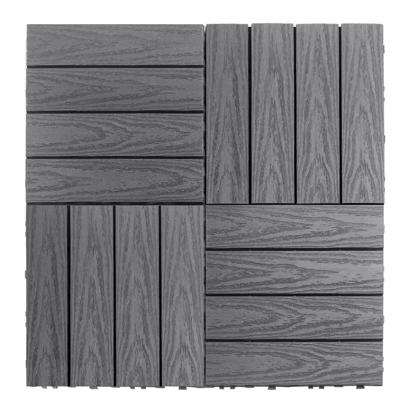 NewTechWood Naturale Composite 12" x 12" Interlocking Deck Tiles in Westminster Gray & Reviews